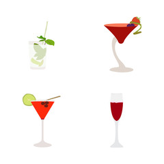 Set of cocktails on a white background, Vector illustration