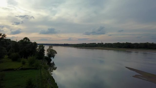 Areal shot of Vistula river