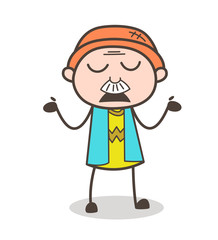 Cartoon Grandpa Feeling Shrugging Vector Illustration