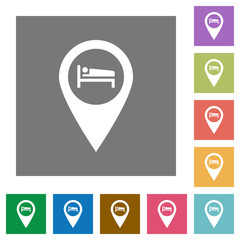 Hotel GPS map location square flat icons