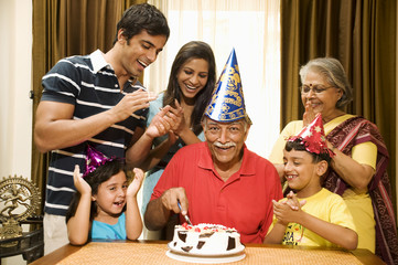 Family celebrating a birthday 