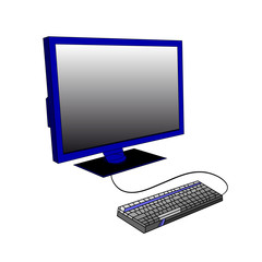 Computer, monitor and keyboard, on a white background.vector