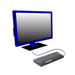 Fototapeta premium Computer, monitor and keyboard, on a white background.vector