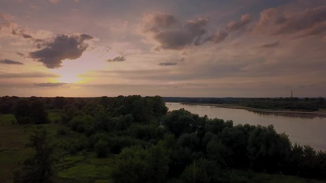 Areal shot of Vistula river