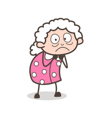 Fototapeta premium Cartoon Frightened Old Granny Vector Expression