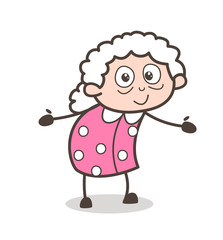 Cartoon Satisfied Old Lady Gesture Vector Graphic