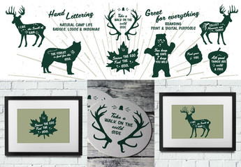 Hand-Lettered Plants and Animals Icon Set 