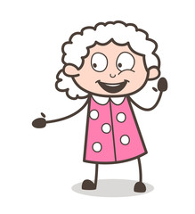 Cartoon Excited Old Woman Gesturing Vector