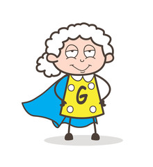 Cartoon Super-Granny Character Vector