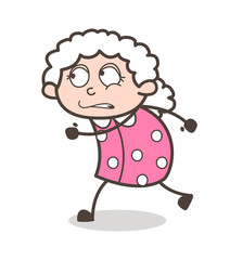 Cartoon Running Old Lady Vector