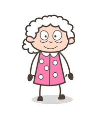 Cartoon Surprised Old Lady Vector Illustration