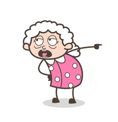 Cartoon Old Lady Very Rudely Giving an Order Vector Concept