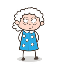 Obraz premium Cartoon Clever Old Lady Face Expression Vector Illustration