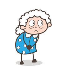 Cartoon Shocked Old Woman Face Expression Vector Illustration