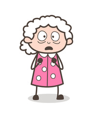 Cartoon Shocked Granny Face Expression