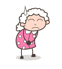 Cartoon Upset Granny Character Vector Illustration