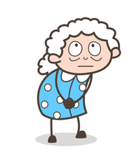 Cartoon Innocent Granny Face Expression Vector Illustration