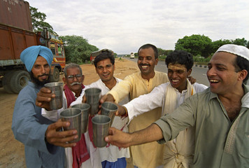Truck drivers enjoying 