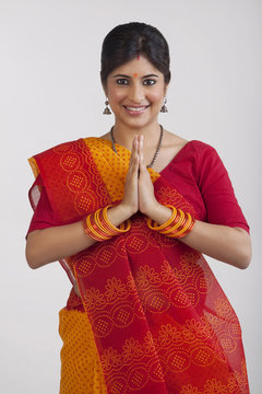 A Rajasthani Woman Greeting 