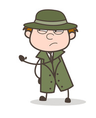 Cartoon Upset Detective Hand Gesture Vector Illustration