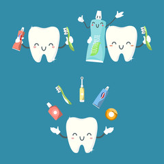 Cute teeth logo elements. Vector.