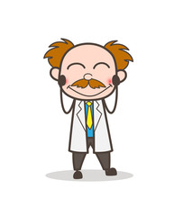 Cartoon Scientist Shy Face Vector Illustration