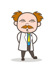 Cartoon Scientist Having Pain in Body Vector Illustration