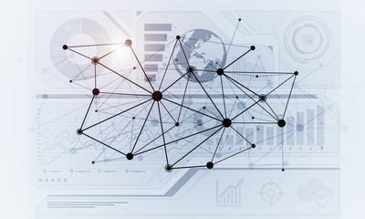 Lines and dots as networking idea drawn on white background