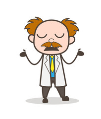 Cartoon Unhappy Scientist Behavior Vector Illustration