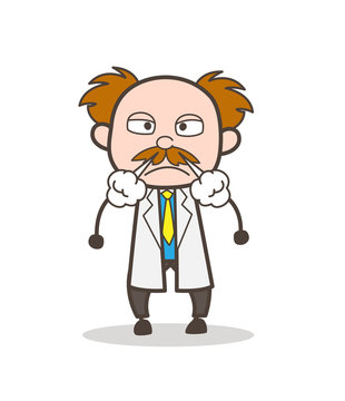 Cartoon Scientist Face with Steam from Nose Vector Illustration