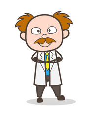 Cartoon Happy Scientist Standing Pose Vector Illustration