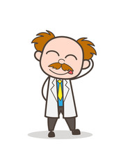 Cartoon Naughty Scientist Blushing Vector Illustration