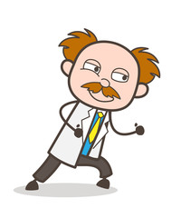Cartoon Scientist Running Pose Vector Illustration