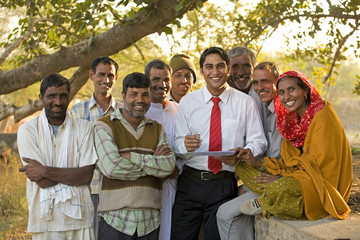 A man with the rural people 