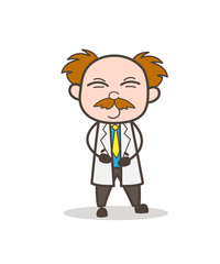 Cartoon Scientist Naughty Smile Face Vector Illustration