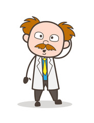 Cartoon Scientist Shocking Expression Vector