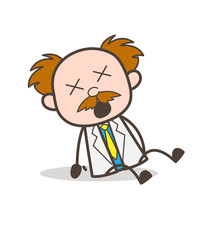 Cartoon Scientist Dizzy Face Vector Illustration