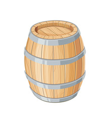 Vertical Wooden barrel for wine or beer. Container beverage.