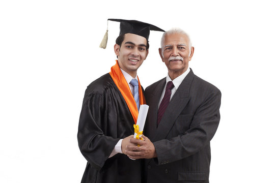 Man at grandson's graduation ceremony