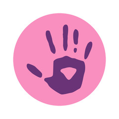 Vector hand print isolated on pink background. Vector illustration.