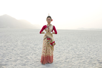 Portrait of Bihu dancer greeting 