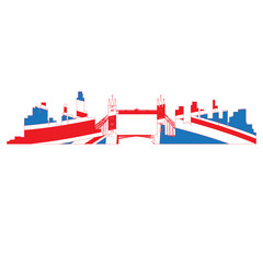 Isolated cityscape of London with the flag of the United Kingdom, Vector illustration