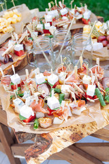 Beautifully decorated catering banquet table