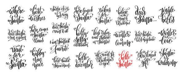 25 hand lettering set to christmas holiday design, winter time h