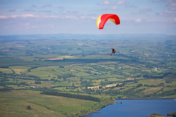 Paraglider above Cray reservoir