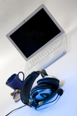 Laptop with headphones 