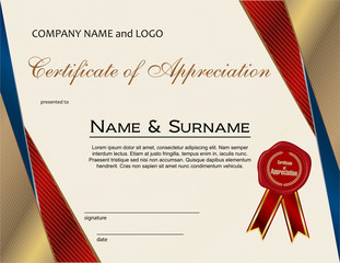 Certificate of Appreciation with wax seal and ribbon