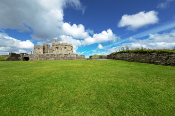Fototapeta na wymiar Castle grounds on the coast in Cornwall