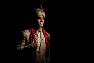 Indian groom in traditional attire 