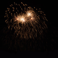 Red fireworks in the night sky